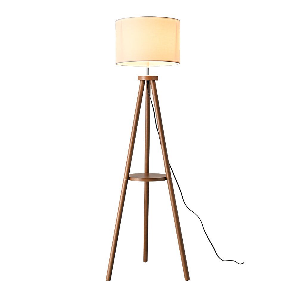 Eddie LED Tripod Wooden Floor Lamp Brown