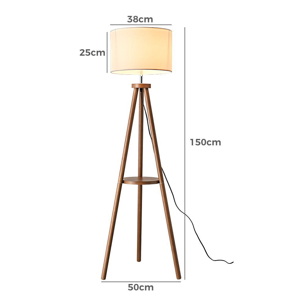 Eddie LED Tripod Wooden Floor Lamp Brown