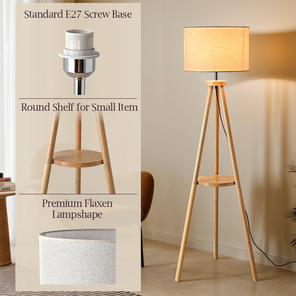 Eddie LED Wooden Floor Lamp Natural