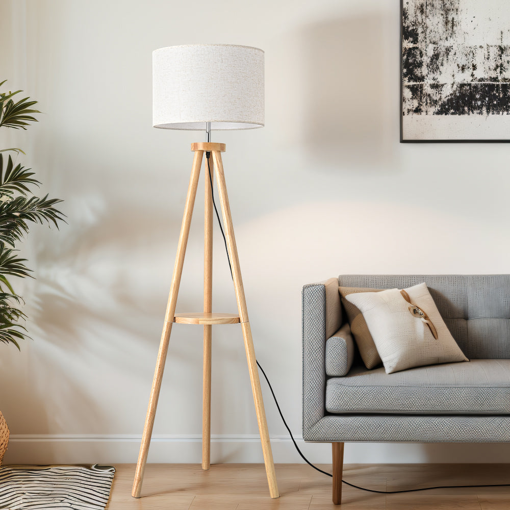 Eddie LED Wooden Floor Lamp Natural