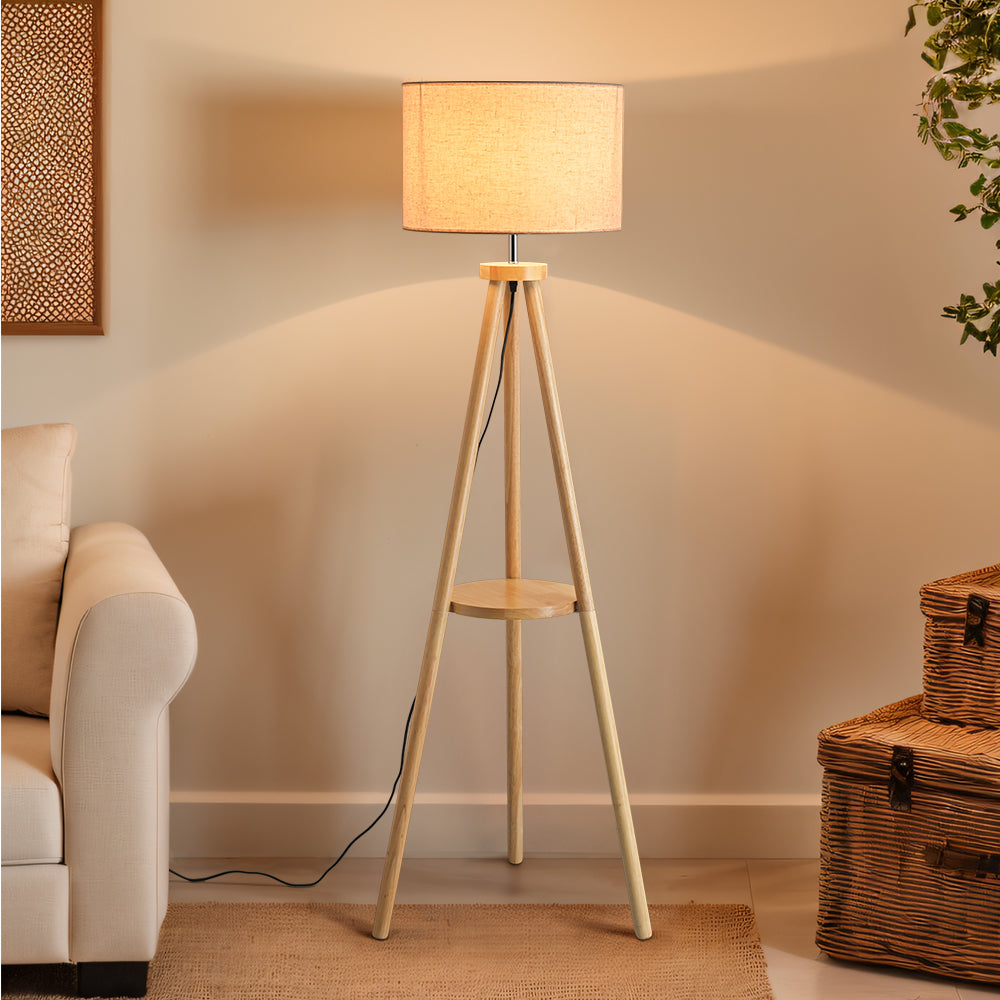 Eddie LED Wooden Floor Lamp Natural