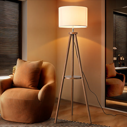 Eddie LED Tripod Wooden Floor Lamp Brown