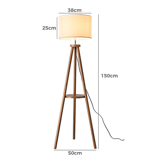 Eddie LED Tripod Wooden Floor Lamp Brown