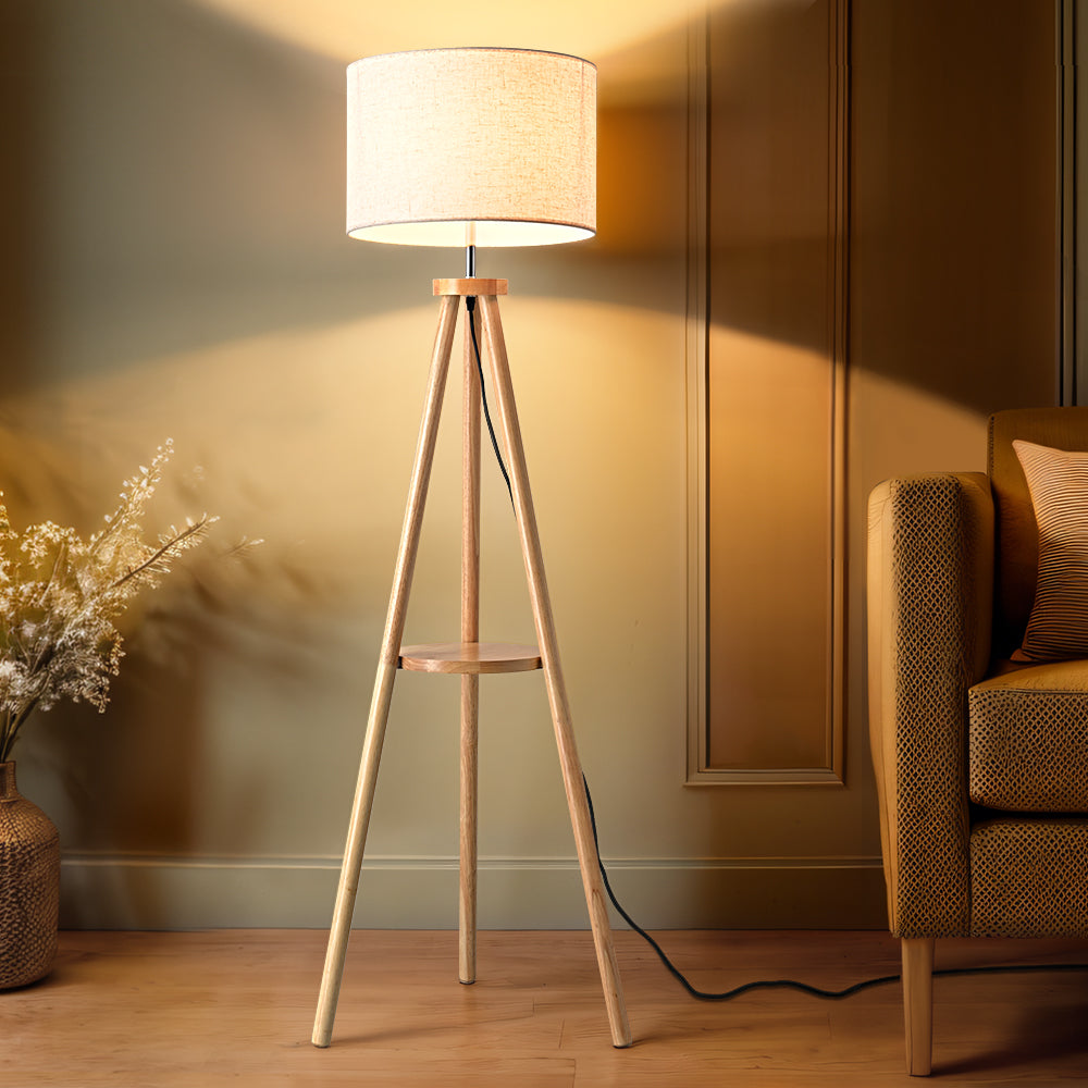 Eddie LED Wooden Floor Lamp Natural